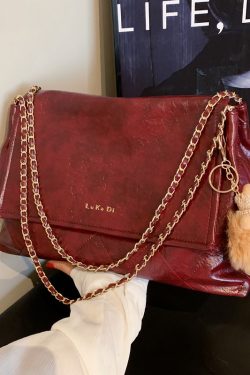 Retro Diamond Quilted Chain Shoulder Bag - Large Oil Wax Leather Handbag for Women, Trendy 2025 Casual Commuter Tote