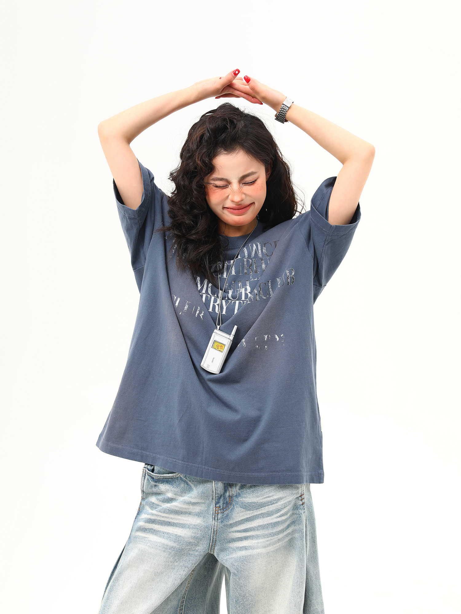 Retro Distressed Letter Short-Sleeve T-Shirt for Women – Summer Loose Fit Versatile Casual Top, Vintage American Style Retro Distressed Letter Short-Sleeve T-Shirt for Women – Summer Loose Fit Versatile Casual Top, Vintage American Style