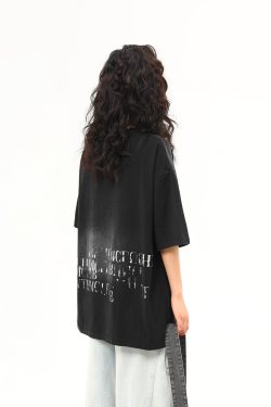 Retro Distressed Letter Short-Sleeve T-Shirt for Women – Summer Loose Fit Versatile Casual Top, Vintage American Style