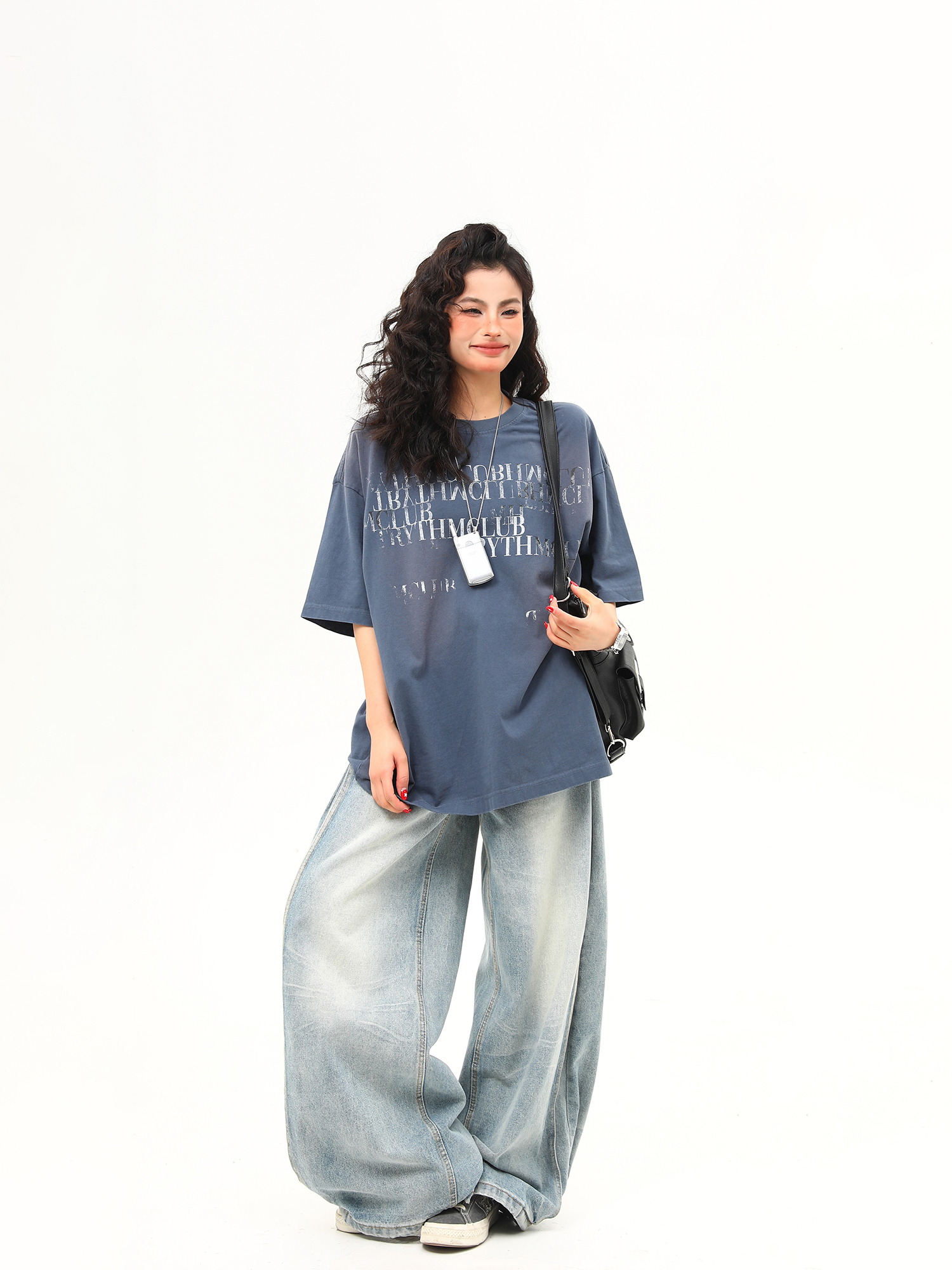 Retro Distressed Letter Short-Sleeve T-Shirt for Women – Summer Loose Fit Versatile Casual Top, Vintage American Style Retro Distressed Letter Short-Sleeve T-Shirt for Women – Summer Loose Fit Versatile Casual Top, Vintage American Style