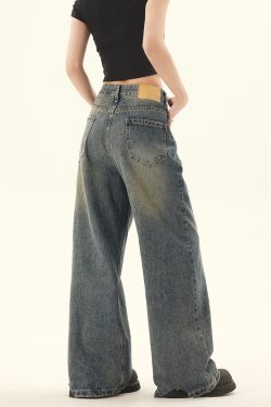 Retro Distressed Loose Straight-Leg Jeans for Men and Women - Casual Summer Wide-Leg Pants in Vintage American Style