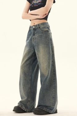 Retro Distressed Loose Straight-Leg Jeans for Men and Women - Casual Summer Wide-Leg Pants in Vintage American Style