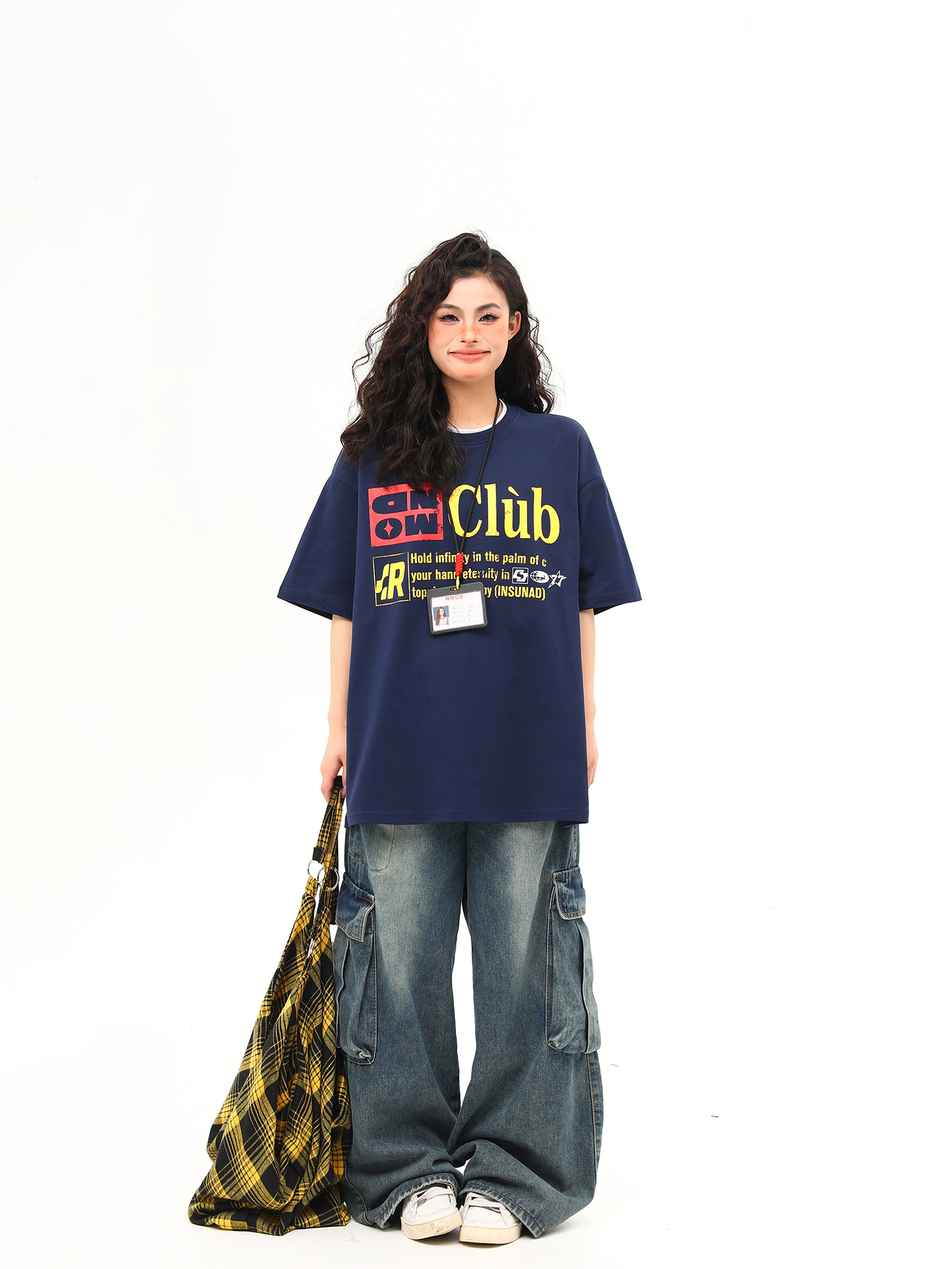 Retro Double Collar Letter Short-Sleeve T-Shirt for Men and Women, Pure Cotton Round Neck Couples Tee, Vintage American Style Retro Double Collar Letter Short-Sleeve T-Shirt for Men and Women, Pure Cotton Round Neck Couples Tee, Vintage American Style