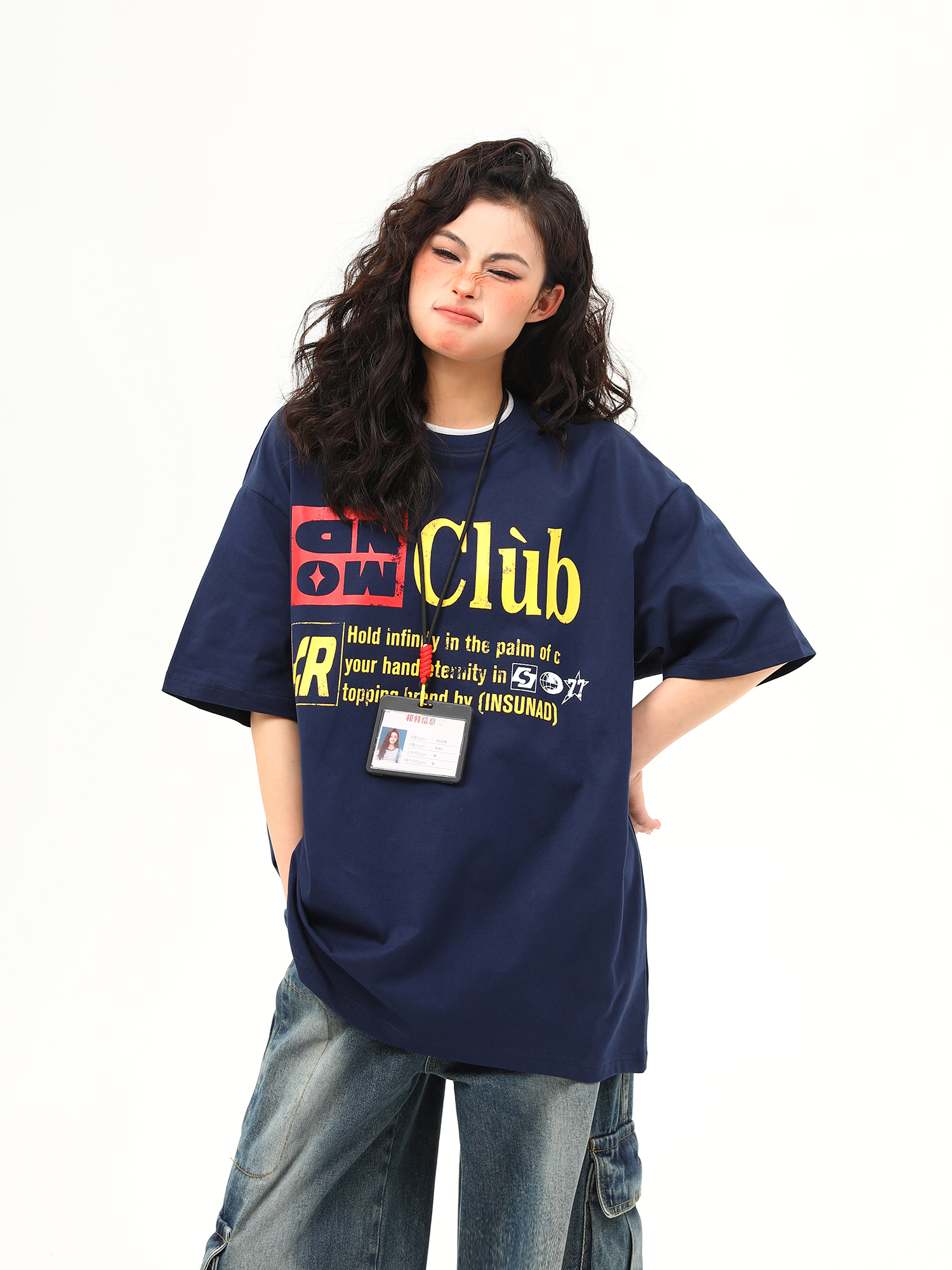 Retro Double Collar Letter Short-Sleeve T-Shirt for Men and Women, Pure Cotton Round Neck Couples Tee, Vintage American Style Retro Double Collar Letter Short-Sleeve T-Shirt for Men and Women, Pure Cotton Round Neck Couples Tee, Vintage American Style