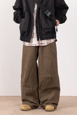 Retro Draped Casual Pants for Men - Stylish Wide-Leg Trousers, Loose Fit Workwear, High-End Fashion