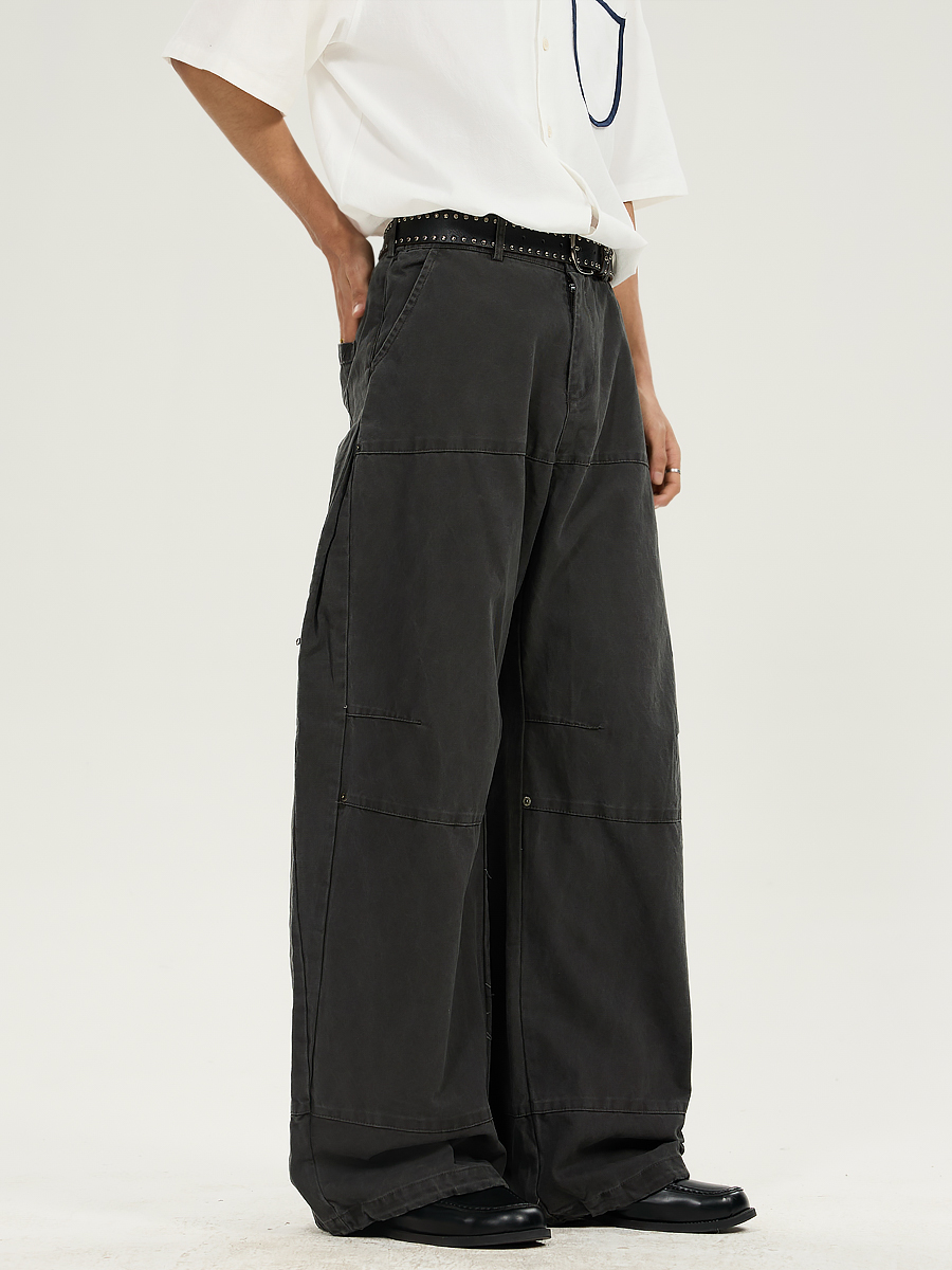 Retro Draped Loose-Fit Spring Spliced Casual Pants for Men - Foldable Straight-Leg American Style Workwear Retro Draped Loose-Fit Spring Spliced Casual Pants for Men - Foldable Straight-Leg American Style Workwear