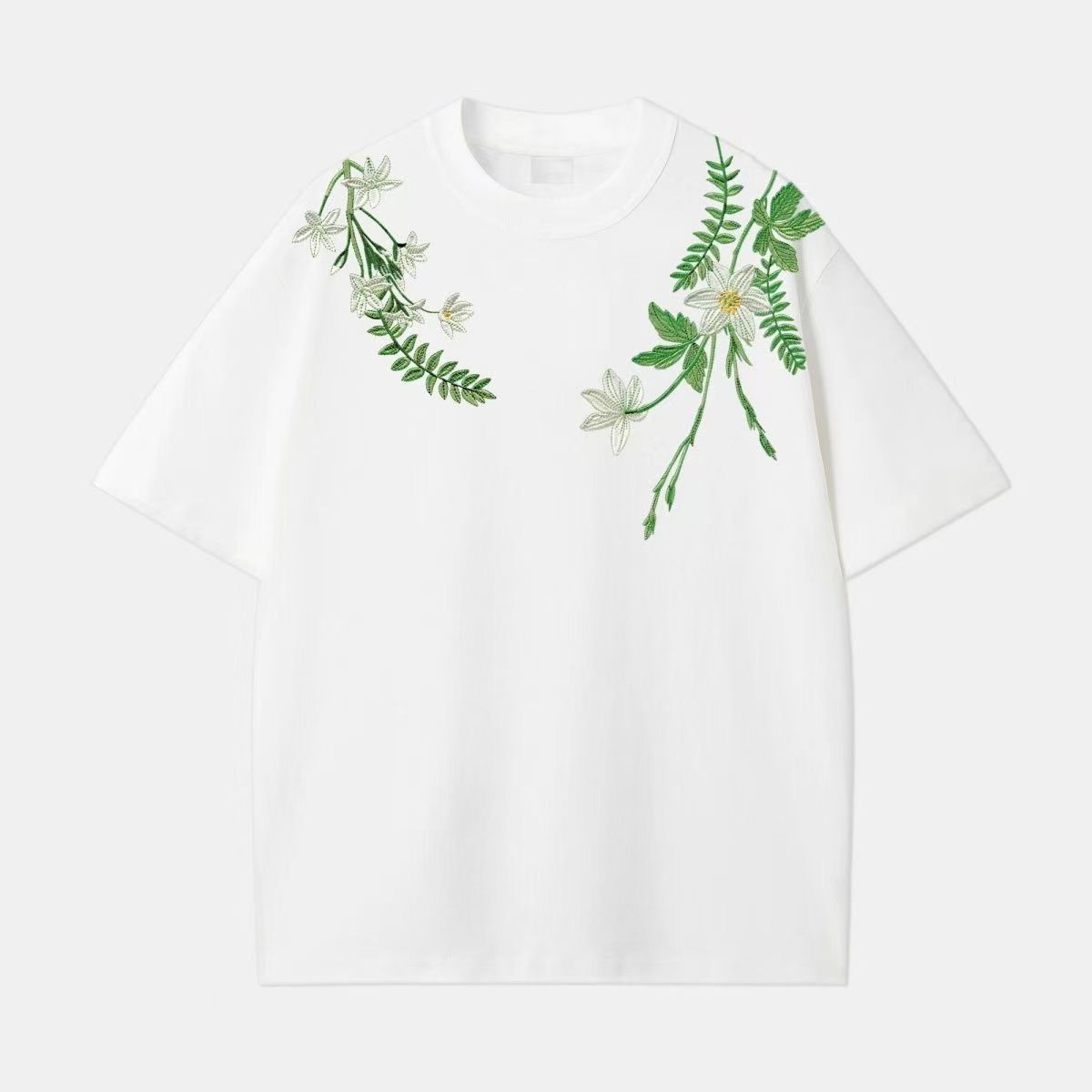 Retro Floral Embroidered Short Sleeve T-Shirt for Girls - Summer Trendy Top for Middle and High School Students Retro Floral Embroidered Short Sleeve T-Shirt for Girls - Summer Trendy Top for Middle and High School Students