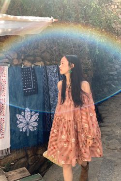 Retro Floral Embroidery Cotton Dress - Women's Off-Shoulder Lantern Sleeve Short Skirt - Vintage Spring Style