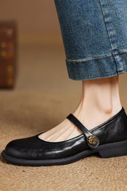 Retro French Artistic Genuine Leather Round Toe Low-Heeled Mary Jane Shoes for Women - Spring Fashion Essentials