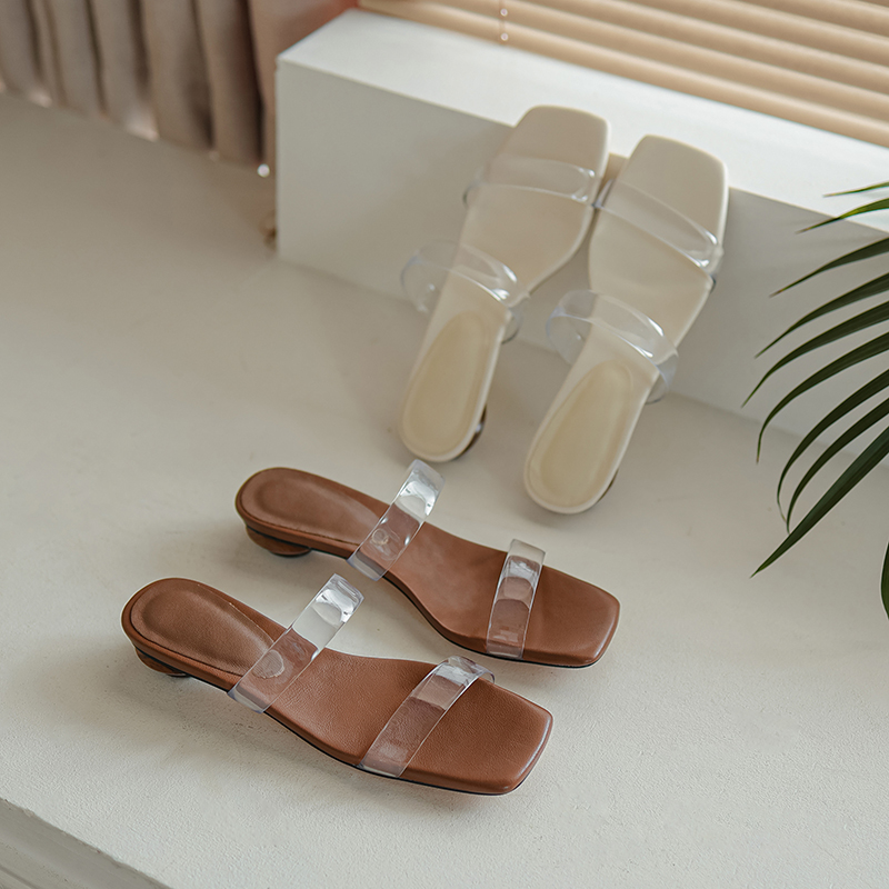 Retro French Literary Transparent PVC Low Chunky Heel Sandals for Women - Summer Outdoor Fairy Style Slippers Retro French Literary Transparent PVC Low Chunky Heel Sandals for Women - Summer Outdoor Fairy Style Slippers