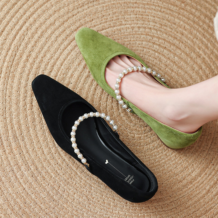 Retro French Pearl One-Strap Square Toe Mary Jane Shoes for Women - Italian Style Shallow Mouth Flats Retro French Pearl One-Strap Square Toe Mary Jane Shoes for Women - Italian Style Shallow Mouth Flats