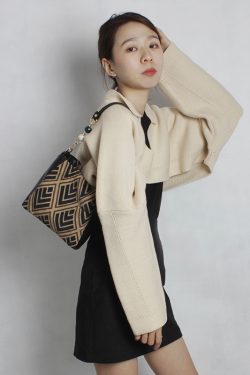 Retro Geometric Stripe Crossbody Handbag for Women - Unique Design, Versatile Spring/Summer Style