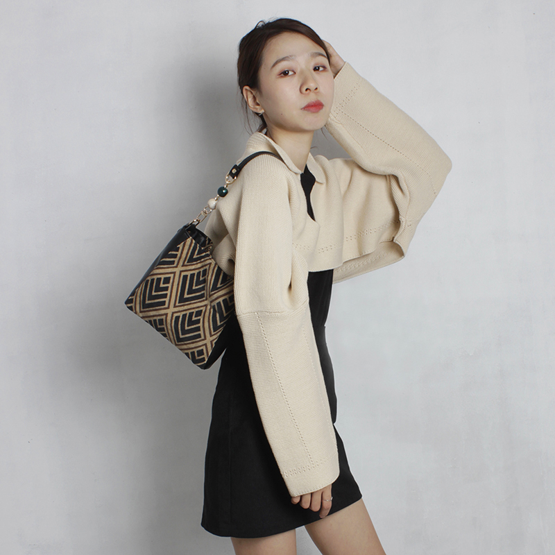 Retro Geometric Stripe Crossbody Handbag for Women - Unique Design, Versatile Spring/Summer Style Retro Geometric Stripe Crossbody Handbag for Women - Unique Design, Versatile Spring/Summer Style