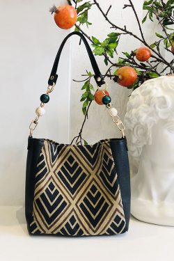 Retro Geometric Stripe Crossbody Handbag for Women - Unique Design, Versatile Spring/Summer Style