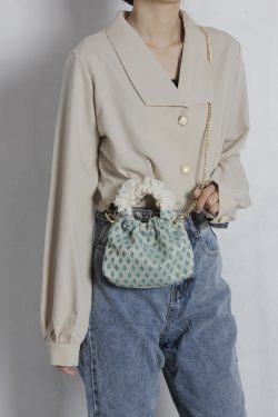 Retro Green Mini Round Handbag for Women - Cute Textured Crossbody Phone Bag, Versatile Summer Accessory