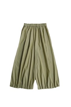 Retro Green Pleated High-Waisted Wide-Leg Lantern Pants for Women - Casual Spring Fashion, Vintage Style, Loose Fit