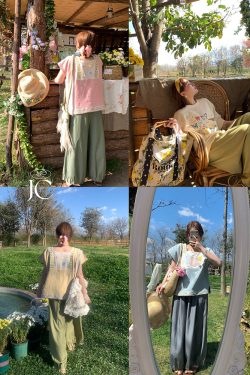 Retro Green Pleated High-Waisted Wide-Leg Lantern Pants for Women - Casual Spring Fashion, Vintage Style, Loose Fit