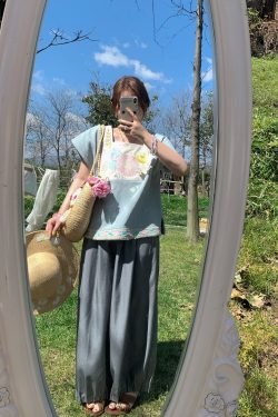 Retro Green Pleated High-Waisted Wide-Leg Lantern Pants for Women - Casual Spring Fashion, Vintage Style, Loose Fit