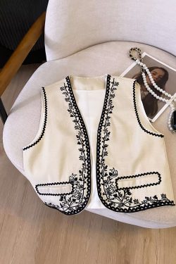 Retro Heavy Embroidery Lace Sleeveless Tank Top - Ethnic Style Layered Vest for Travel, Boho Chic Fashion