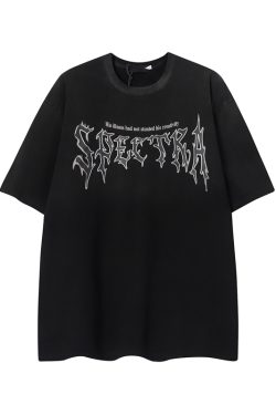 Retro High Street Washed Gradient Letter Short-Sleeve T-Shirt for Men and Women - Trendy Summer Couple Tee