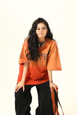 Retro High Street Washed Gradient Letter Short-Sleeve T-Shirt for Men and Women - Trendy Summer Couple Tee