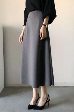 Retro High-Waisted Mid-Length A-Line Skirt for Women, Slimming Versatile Design with Zipper and Elastic Waist, Perfect for Y2K Style