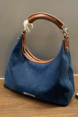 Retro Hong Kong-Style Denim Tote Bag for Women - Versatile Underarm Shoulder Crossbody Bag, 2023 Fashion Essential