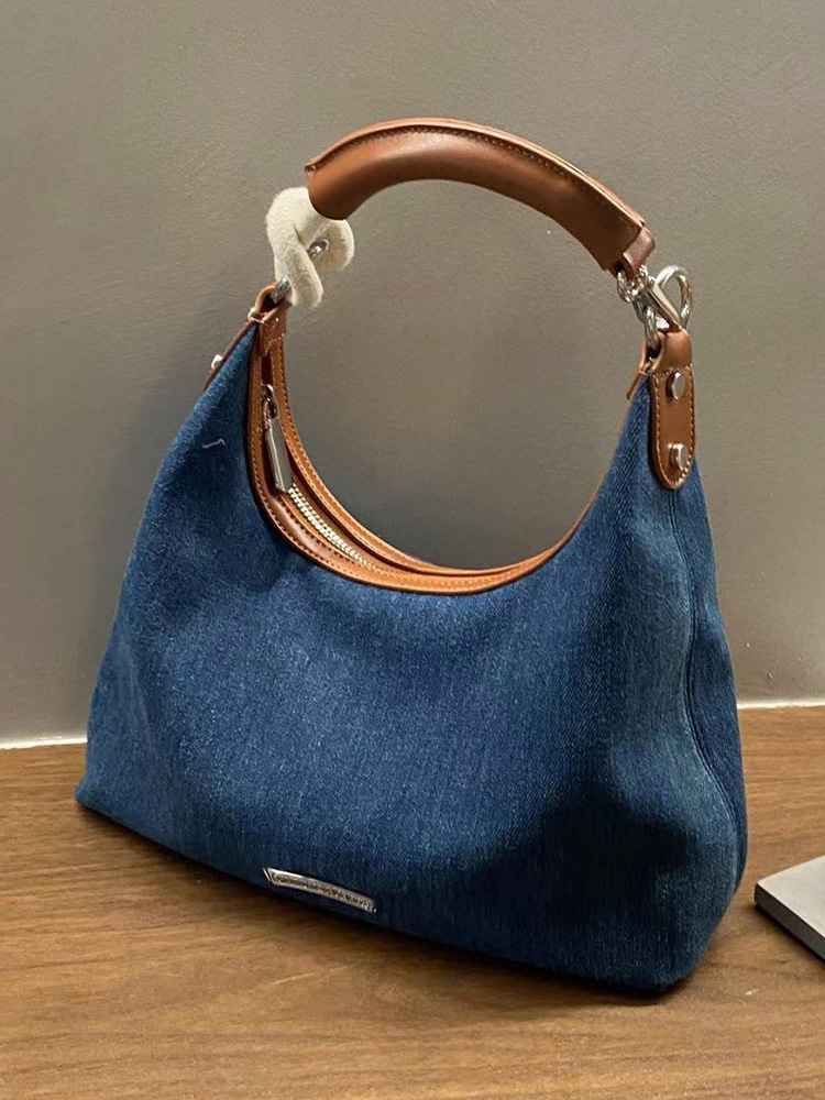 Retro Hong Kong-Style Denim Tote Bag for Women - Versatile Underarm Shoulder Crossbody Bag, 2023 Fashion Essential Retro Hong Kong-Style Denim Tote Bag for Women - Versatile Underarm Shoulder Crossbody Bag, 2023 Fashion Essential