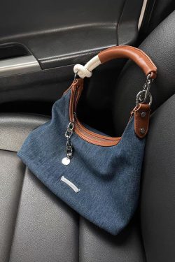 Retro Hong Kong-Style Denim Tote Bag for Women - Versatile Underarm Shoulder Crossbody Bag, 2023 Fashion Essential