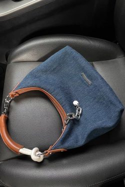 Retro Hong Kong-Style Denim Tote Bag for Women - Versatile Underarm Shoulder Crossbody Bag, 2023 Fashion Essential