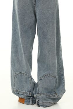 Retro Inverted Denim Pants for Men and Women - Washed Wide-Leg Loose Trousers, Vintage American Style, Trendy 90s Fashion