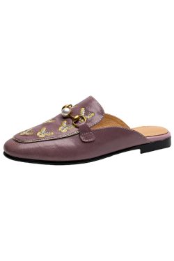 Retro Italian Closed Toe Sandals in Checkered Genuine Leather - Artistic National Style Slippers for Chic Summer Looks