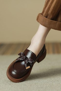 Retro Italian-Style Leather Loafers for Women - 3.5 cm Thick Sole, Soft-Soled, Non-Fatiguing Height-Boosting Shoes