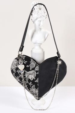 Retro Jacquard Embroidered Heart Beaded Crossbody Bag for Women - Handmade Sweet Cool Underarm Style