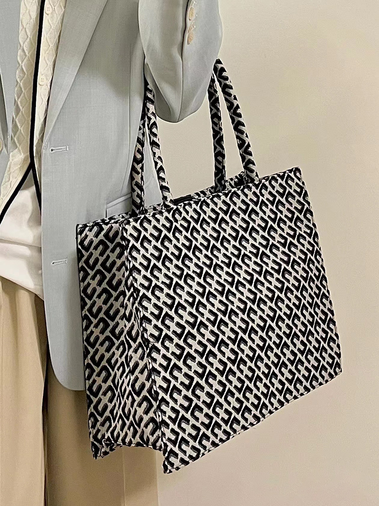 Retro Jacquard Tote Bag for Women - Large Capacity Canvas Shoulder Bag for Commuting - Trendy 2022 Niche Style Retro Jacquard Tote Bag for Women - Large Capacity Canvas Shoulder Bag for Commuting - Trendy 2022 Niche Style