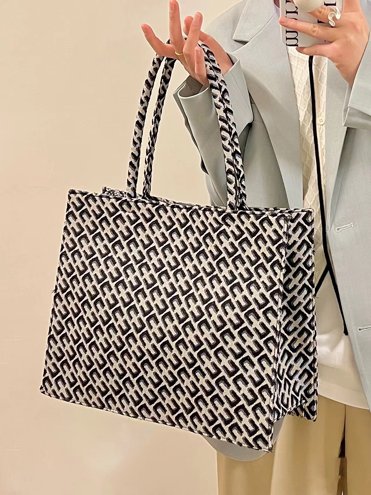Retro Jacquard Tote Bag for Women - Large Capacity Canvas Shoulder Bag for Commuting - Trendy 2022 Niche Style Retro Jacquard Tote Bag for Women - Large Capacity Canvas Shoulder Bag for Commuting - Trendy 2022 Niche Style