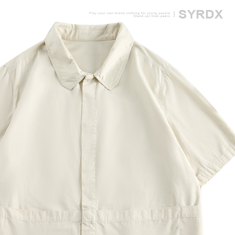 Retro Japanese Casual Short-Sleeve Shirt for Men - Versatile Lapel Design, Summer Workwear, Trendy Half-Sleeve Style Retro Japanese Casual Short-Sleeve Shirt for Men - Versatile Lapel Design, Summer Workwear, Trendy Half-Sleeve Style