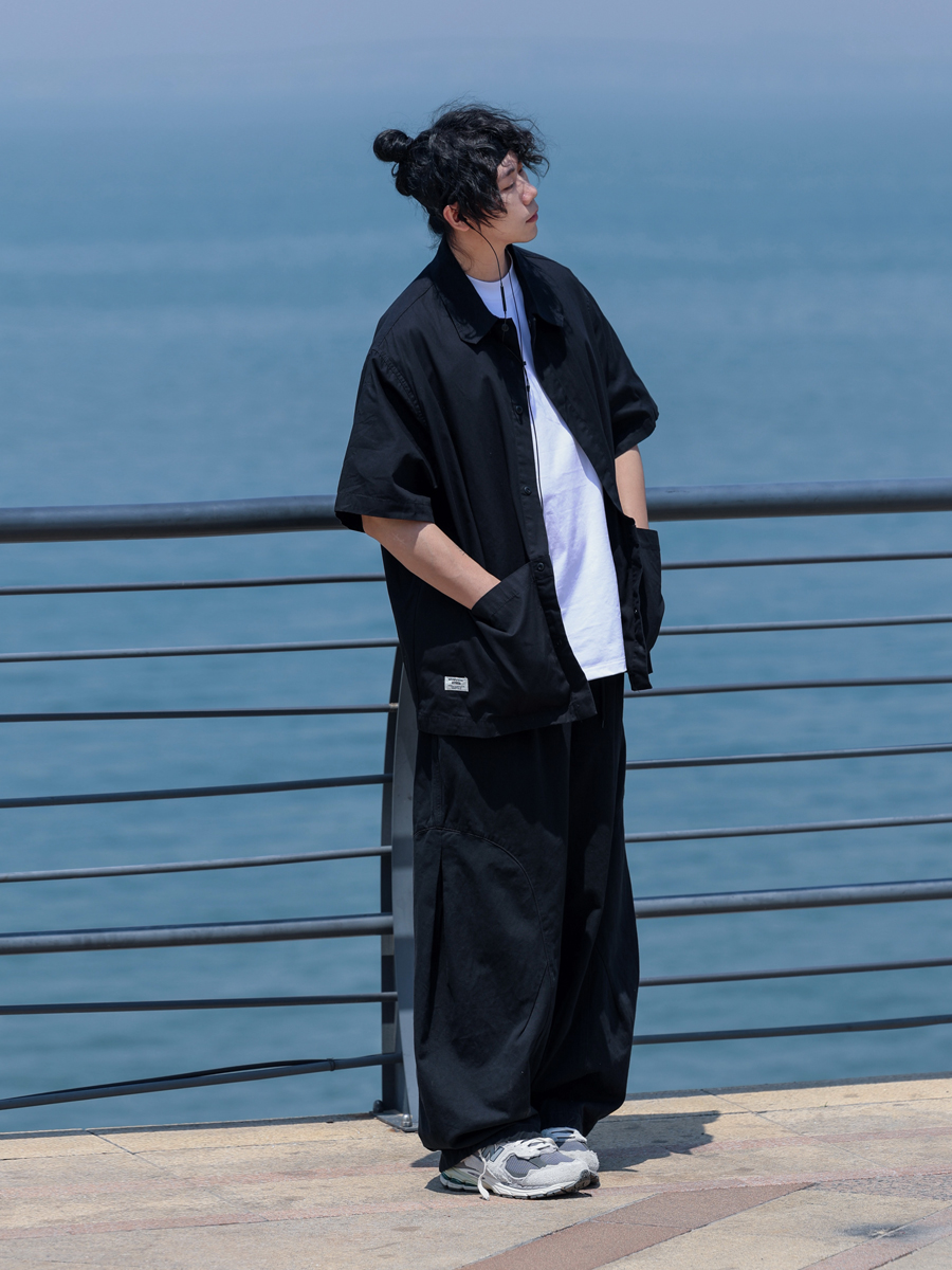 Retro Japanese Casual Short-Sleeve Shirt for Men - Versatile Lapel Design, Summer Workwear, Trendy Half-Sleeve Style Retro Japanese Casual Short-Sleeve Shirt for Men - Versatile Lapel Design, Summer Workwear, Trendy Half-Sleeve Style