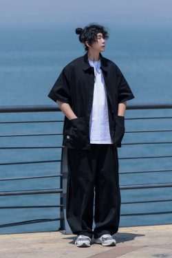 Retro Japanese Casual Short-Sleeve Shirt for Men - Versatile Lapel Design, Summer Workwear, Trendy Half-Sleeve Style