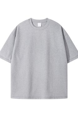 Retro Japanese Style Heavyweight 385g Cotton Short-Sleeve T-Shirt for Men - Versatile Loose Fit Tee