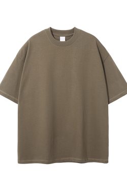 Retro Japanese Style Heavyweight 385g Cotton Short-Sleeve T-Shirt for Men - Versatile Loose Fit Tee