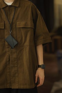 Retro Japanese Style Short Sleeve Shirt Jacket for Men - Loose Casual Summer Workwear for City Boys