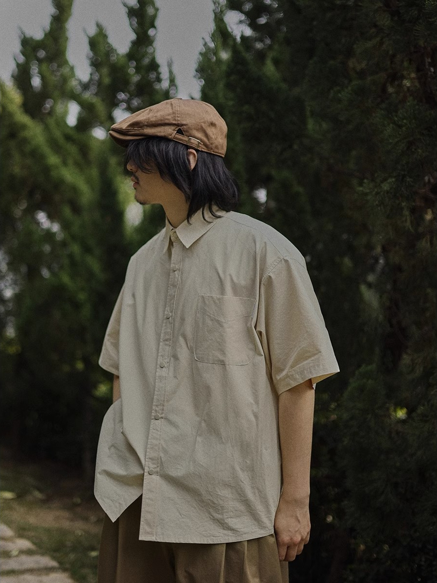 Retro Japanese-Style Short Sleeve Work Shirt for Men - Casual Layered Solid Color Half-Sleeve Shirt Jacket for Summer Trends Retro Japanese-Style Short Sleeve Work Shirt for Men - Casual Layered Solid Color Half-Sleeve Shirt Jacket for Summer Trends