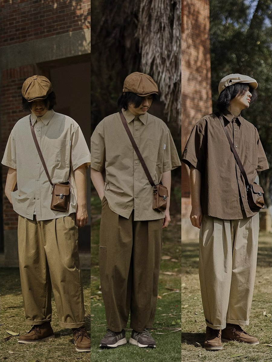 Retro Japanese-Style Short Sleeve Work Shirt for Men - Casual Layered Solid Color Half-Sleeve Shirt Jacket for Summer Trends Retro Japanese-Style Short Sleeve Work Shirt for Men - Casual Layered Solid Color Half-Sleeve Shirt Jacket for Summer Trends