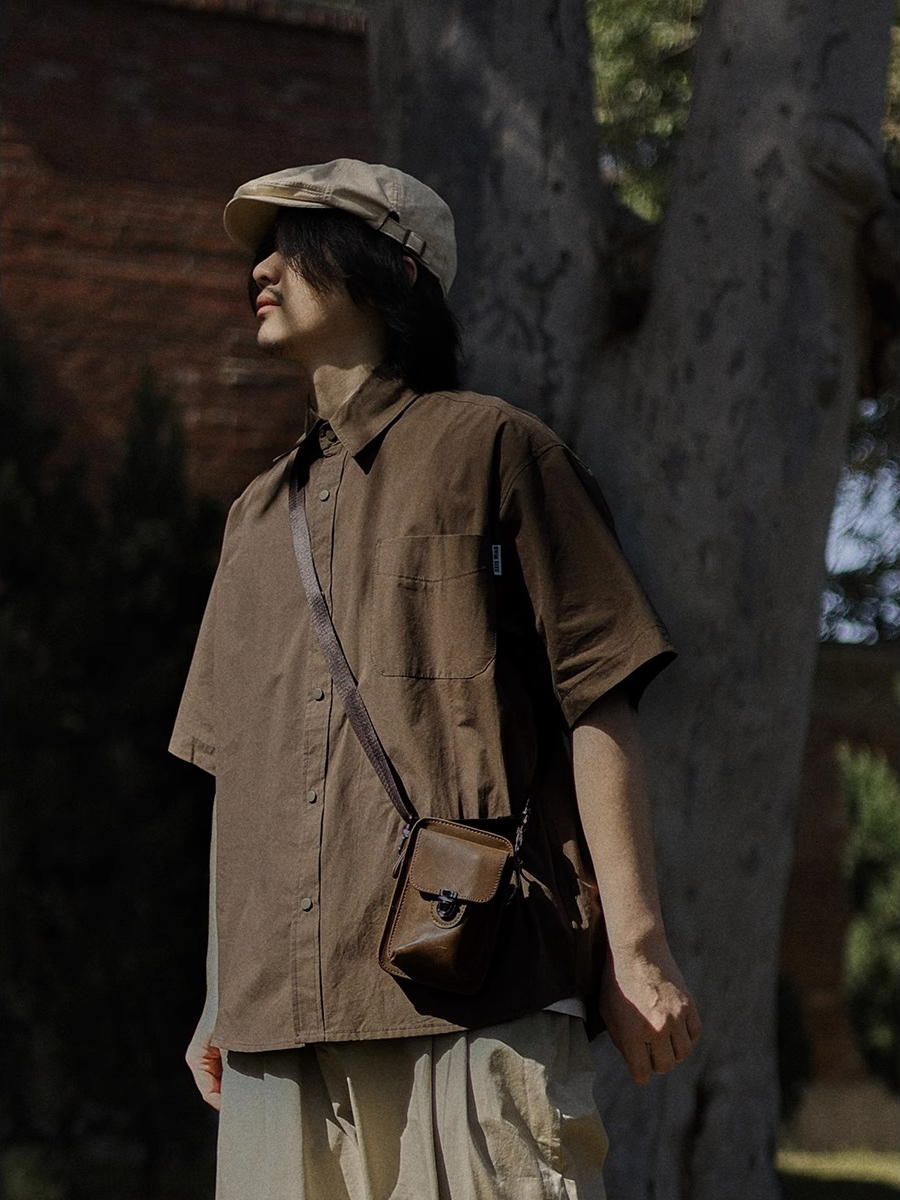 Retro Japanese-Style Short Sleeve Work Shirt for Men - Casual Layered Solid Color Half-Sleeve Shirt Jacket for Summer Trends Retro Japanese-Style Short Sleeve Work Shirt for Men - Casual Layered Solid Color Half-Sleeve Shirt Jacket for Summer Trends