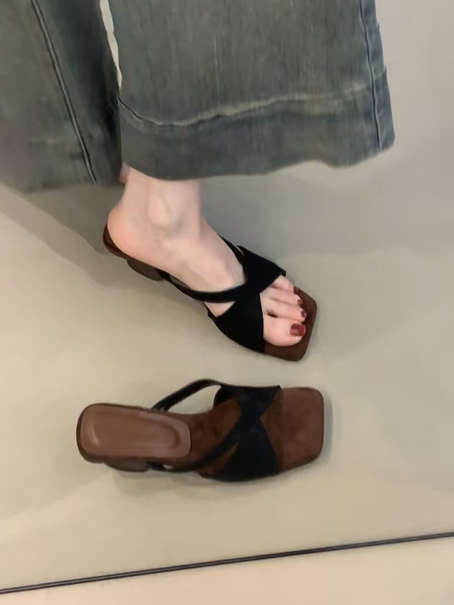 Retro Leopard Print Sheepskin High-Heeled One-Strap Sandals for Women - Summer Open-Toe Square Toe Wedge Footwear Retro Leopard Print Sheepskin High-Heeled One-Strap Sandals for Women - Summer Open-Toe Square Toe Wedge Footwear