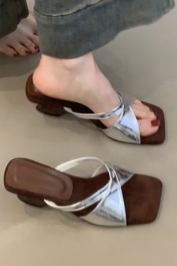 Retro Leopard Print Sheepskin High-Heeled One-Strap Sandals for Women - Summer Open-Toe Square Toe Wedge Footwear