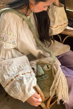 Retro Linen Cotton Long Sleeve Shirt for Women - Honey Daisy Embroidered Lantern Sleeve Top - Spring Vintage Floral Style