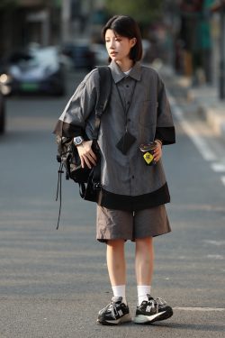 Retro Loose Short-Sleeve Men's Plaid Shirt - Two-Piece Splicing Japanese Style Summer Fashion