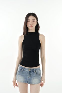 Retro Low-Waist Washed Distressed Stretchy Denim Blue Ultra-Short Skirt Pants - Y2K Inspired Fashion for Trendy Outfits